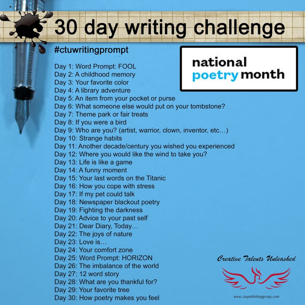30 day writing challenge from Creative Talents Unleashed